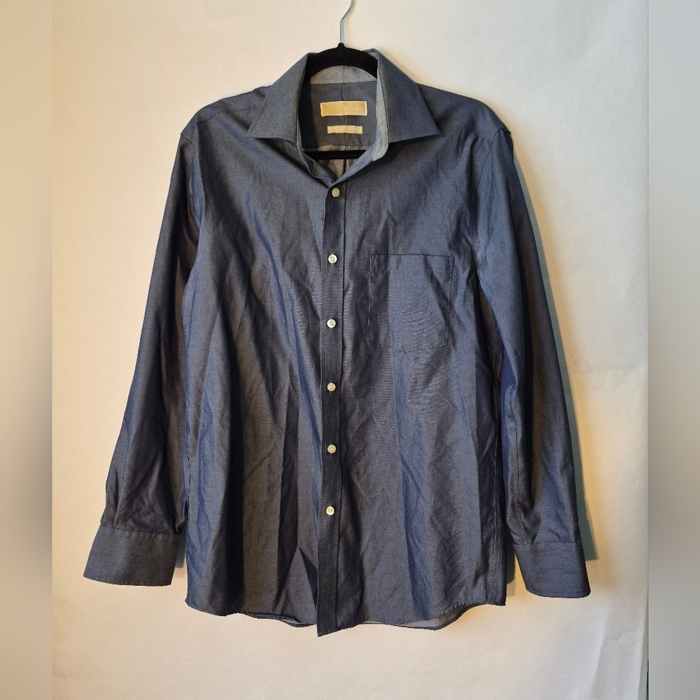 Michael Kors 15 1/2 Dres Shirt Shimmer Blue